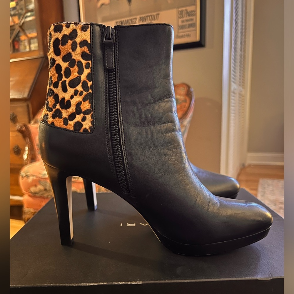 Tahari Serena Black Leopard Booties